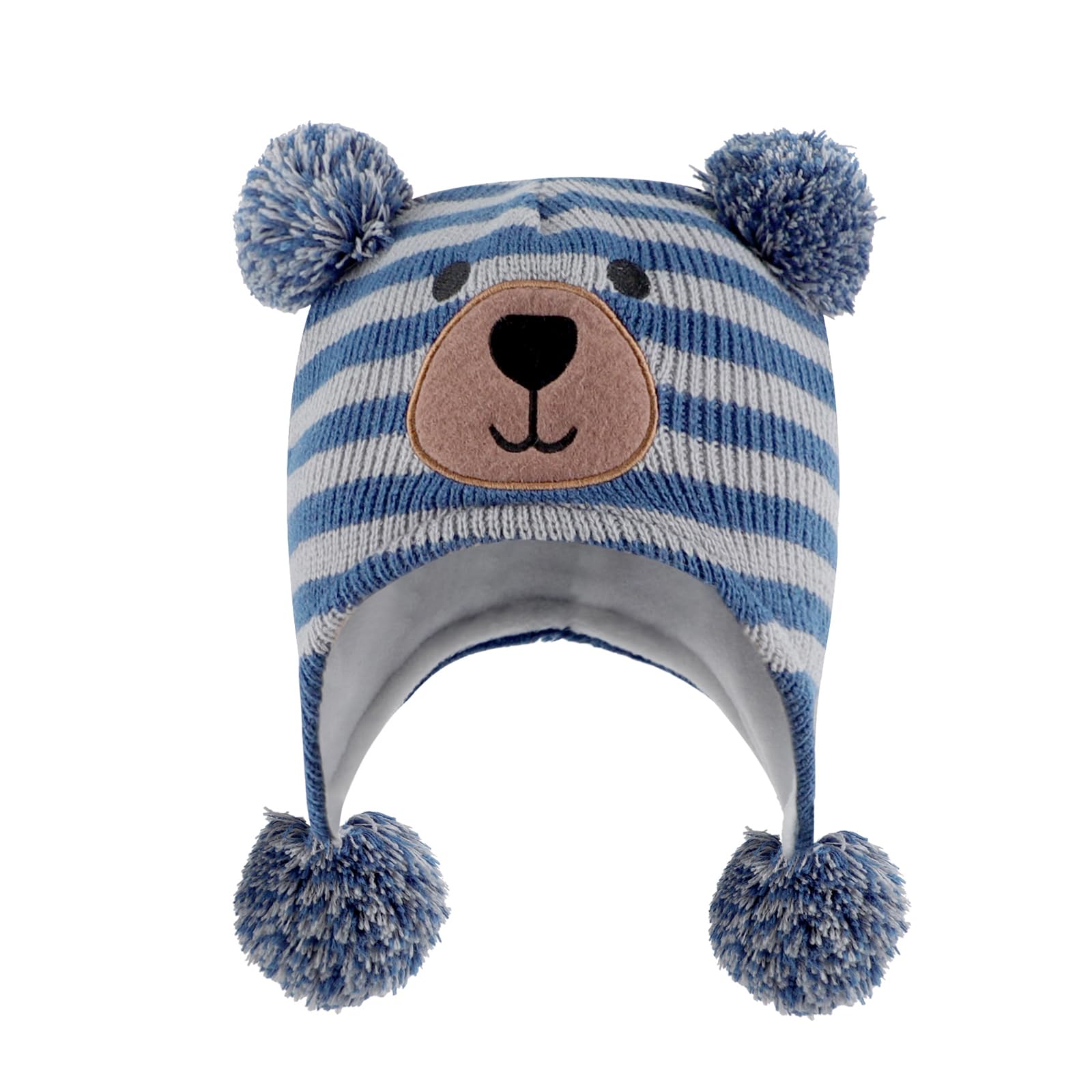 KAKU NANU Gorro Bebe Invierno 6 Meses-4 años Pompones Oreja Cálido Gorras,Gorro con Orejeras Bebe Niña Niño Blanco Rosa Gris Azul