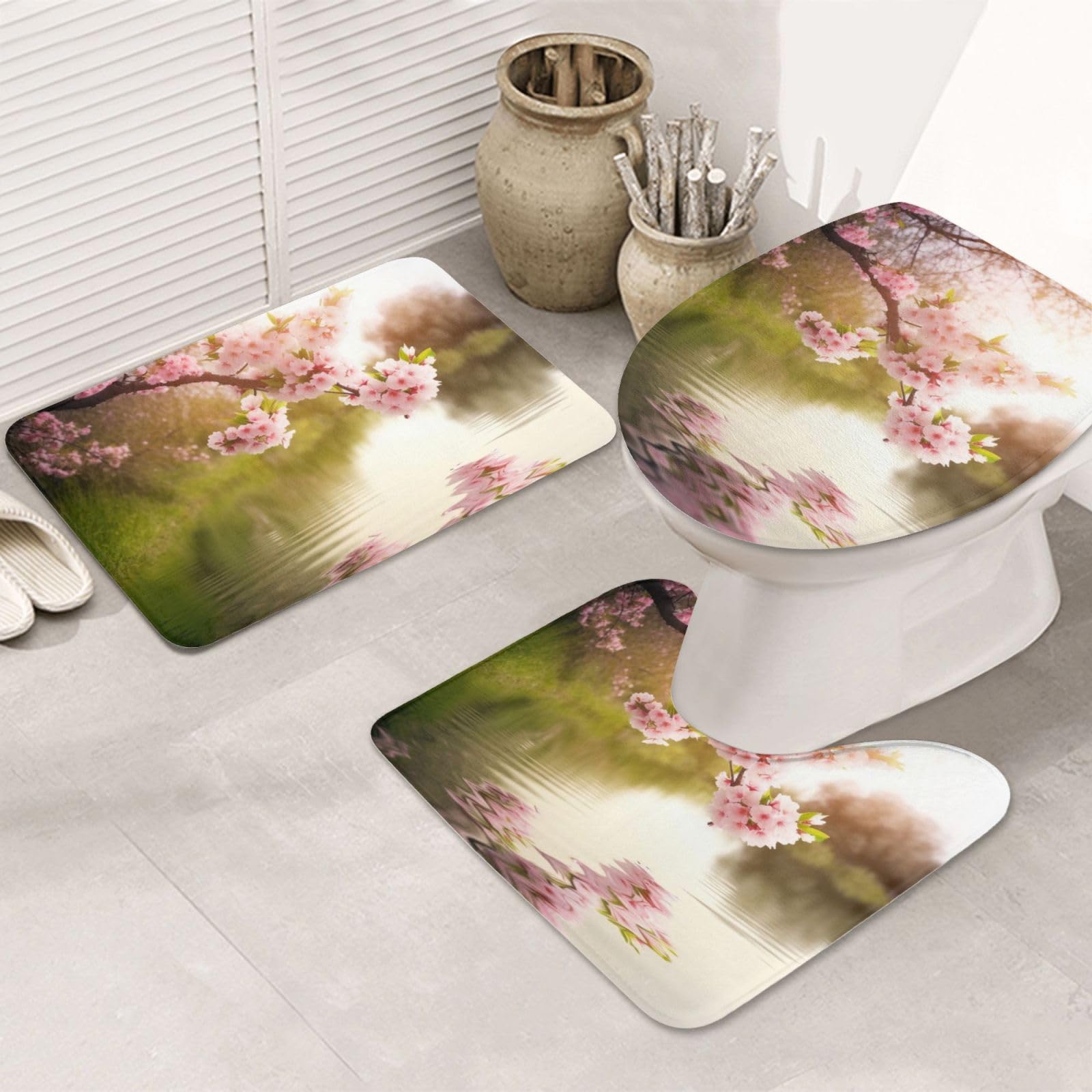 Tapis de bain antidérapant Spring Nature : évitez les glissades en lot de 3