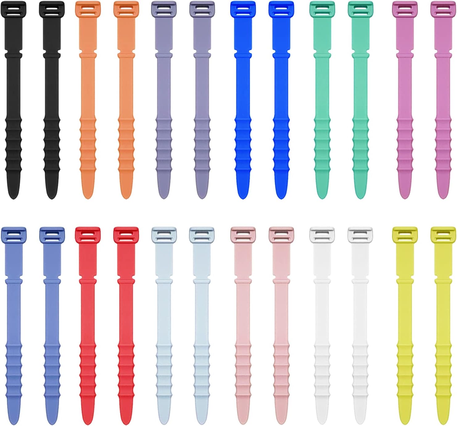 36Pcs Reusable Silicone Zip Ties, Rubber Cable Ties for Cable Management, 4.5 Inch Elastic Cable Organizer for Home Office Table Desk Organization, Bundling Cable Wires (12 Colors)