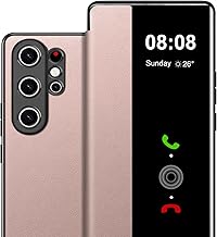 Case for Samsung S24 Ultra Flip Case for Samsung Galaxy S24 Ultra Case Flip Cover S24 Ultra Protection Case Flip Folio Clear View Cover Slim 360 Full Body Shockproof Cover 5G/6.8 Inches (Rose Gold)
