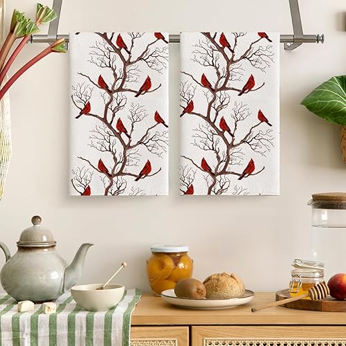 Miniatura 6 de Juego de 2 toallas de cocina decorativas con estampado de vaca y corazón rosa con lazo para colgar, toallas suaves y absorbentes para secar la