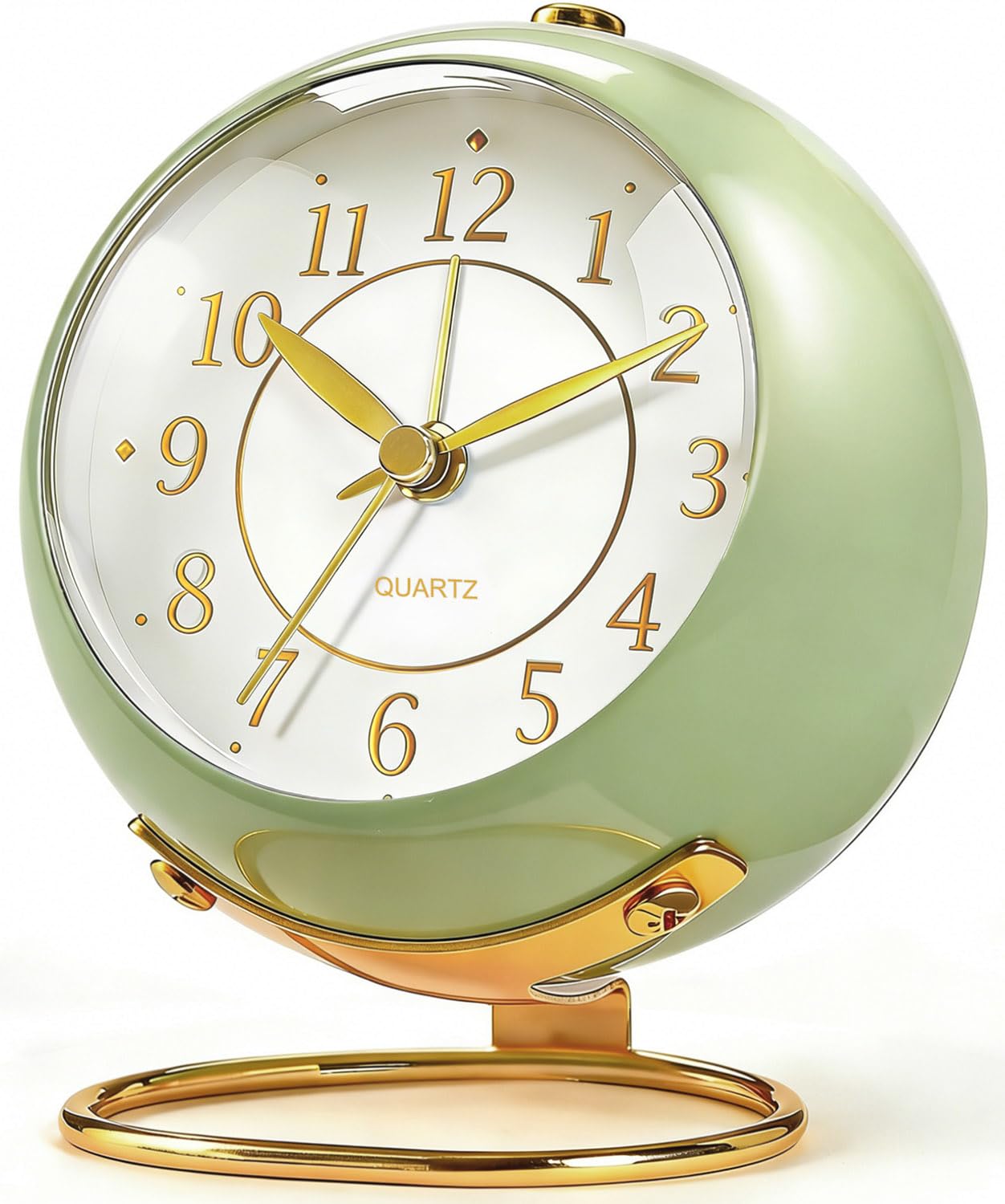Azxb Analog Alarm Clock, Retro Small Desk Clock with Night Light, Cute Simple Design, Silent Non-Ticking, Battery Powered, Backlight Clock for Bedroom,Travel,Kitchen,Bedside Desktop Decor
