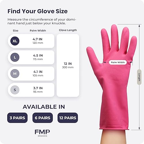 Miniatura 7 de Guantes para lavar platos, guantes de goma, guantes de cocina amarillos, guantes largos para protección de manos y trabajo