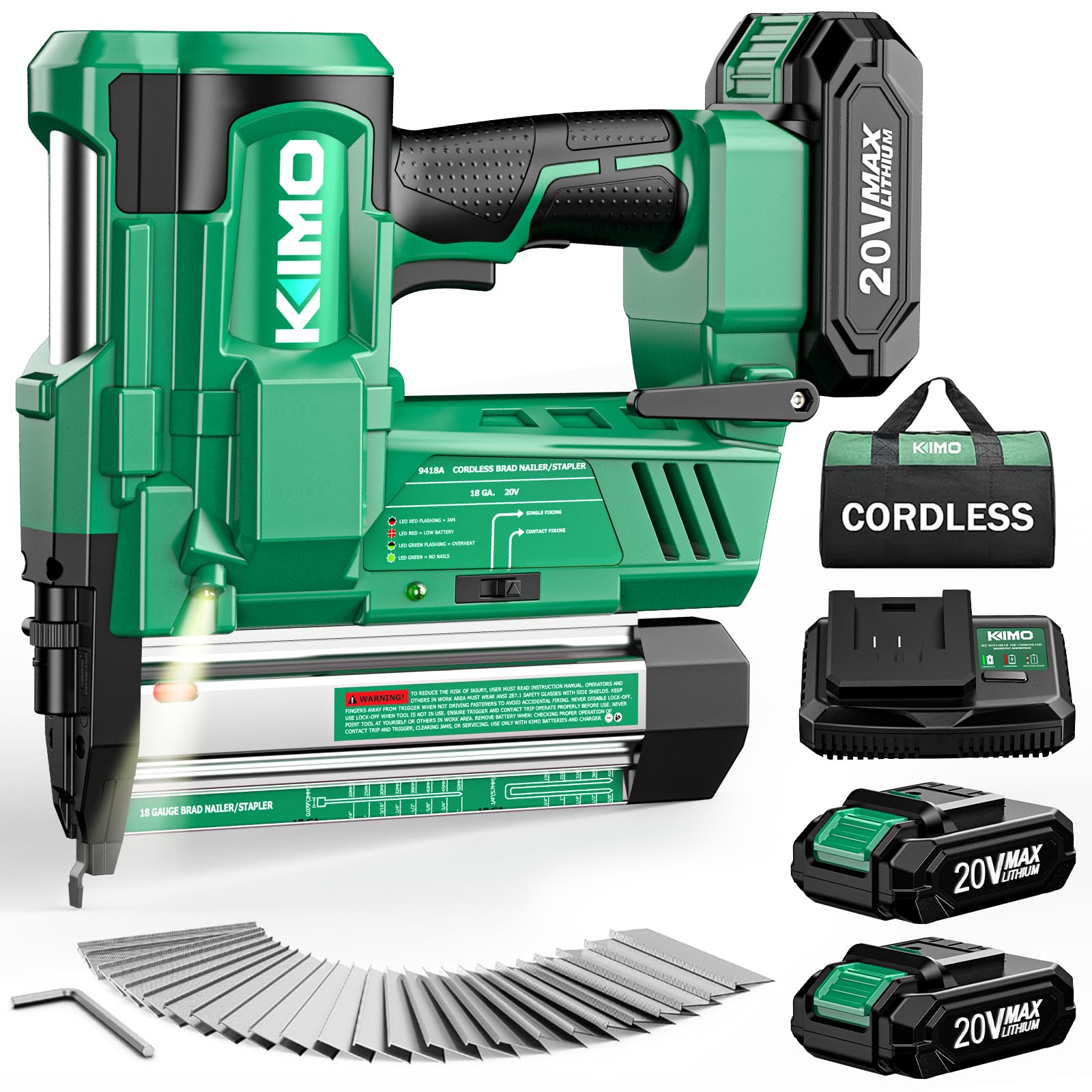 KIMO Brushless Brad Nailer Cordless 2-In-1