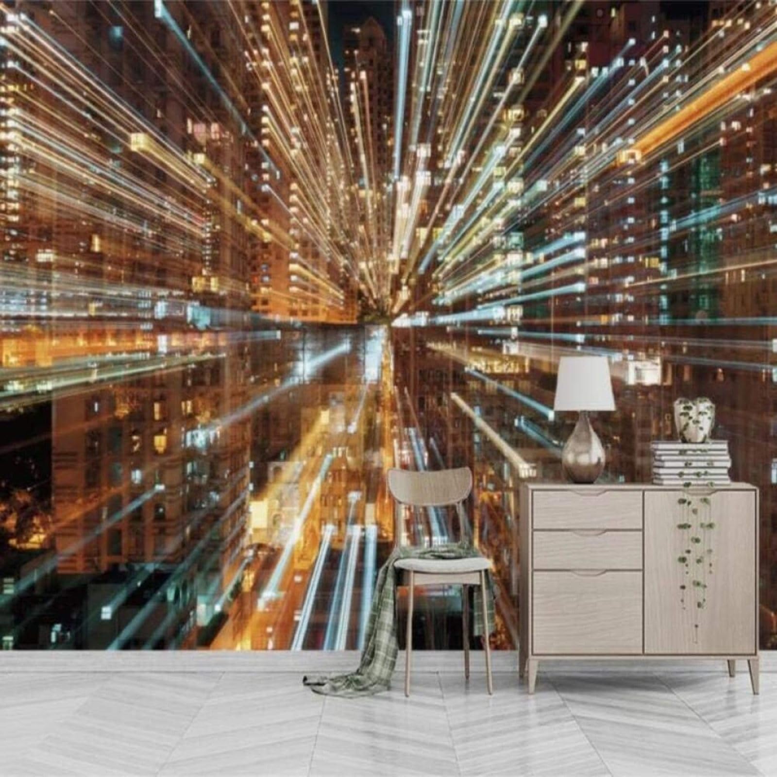 Papel pintado 3D ciudad abstracto XLMING 430x300cm mural premium de seda para comedor y salón