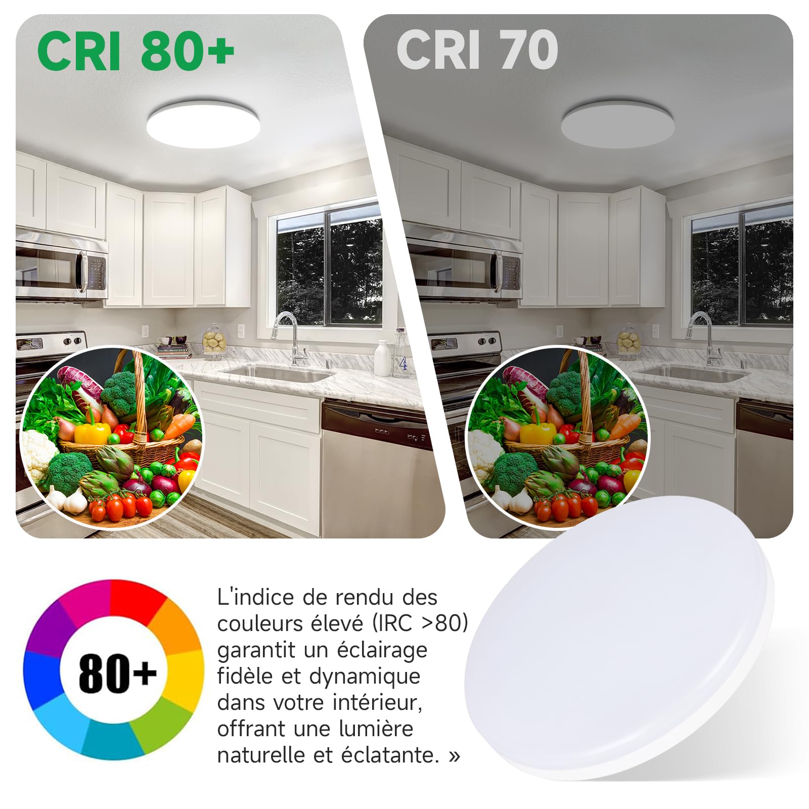 Plafonnier LED Salle de Bain 2-Pack IP65 | 17W 2335lm Équiv.150W | 4000K Blanc Jour Ø22cm