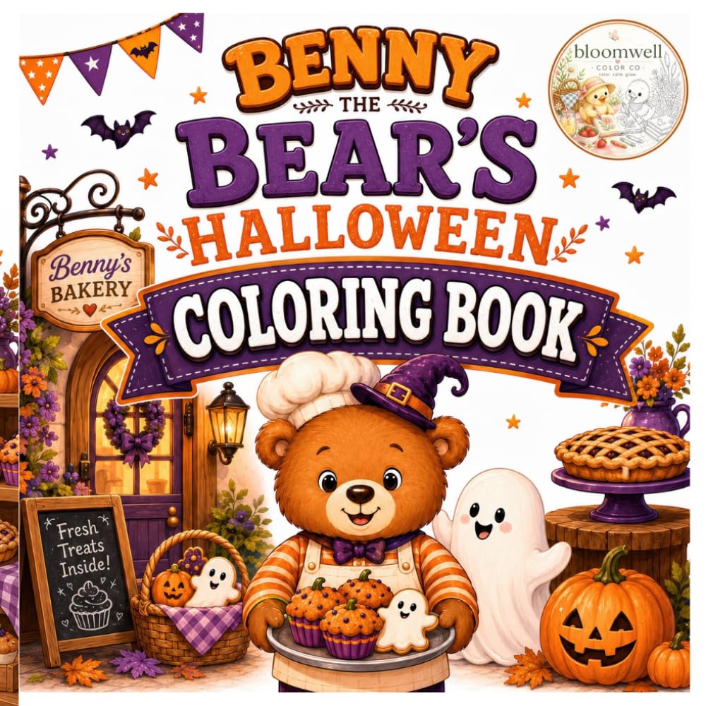 Benny the Bear’s Halloween Coloring Book: A Cute and Cozy Halloween Coloring Adventure with Friendly Ghosts, Pumpkins, and Woodland Animals (Cozy Animal Halloween Coloring Books)