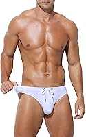 ArjenKroos Men's Sexy Breathable Quick-Dry Swim Briefs with Drawstrings - Tagless Bikini Swimwear
