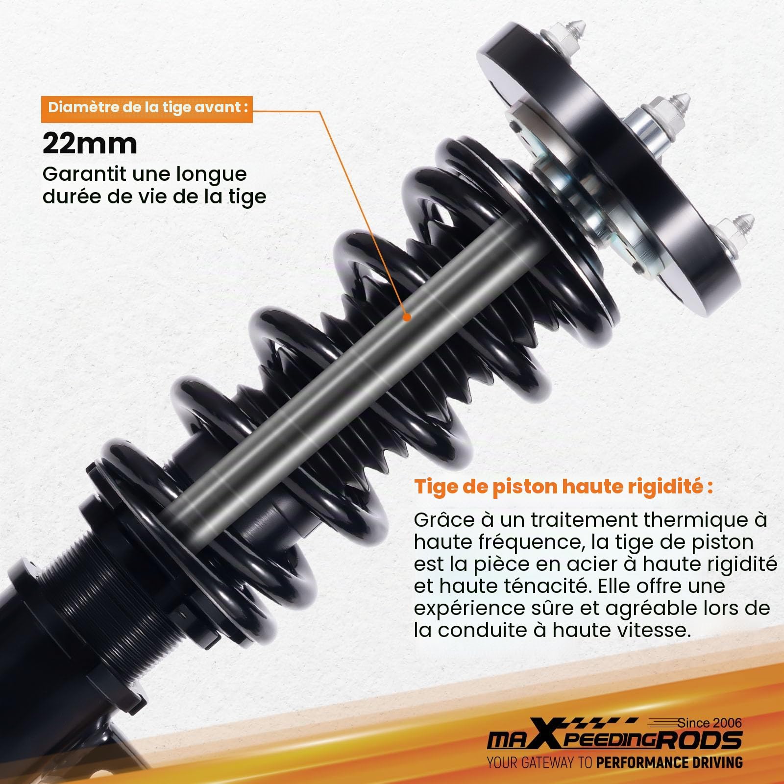 maXpeedingrods Suspension filetée Coilover pour BMW E90 E91 E92 E93 Série 3 316i-335i 2004-2013 24 vitesses avec Camber