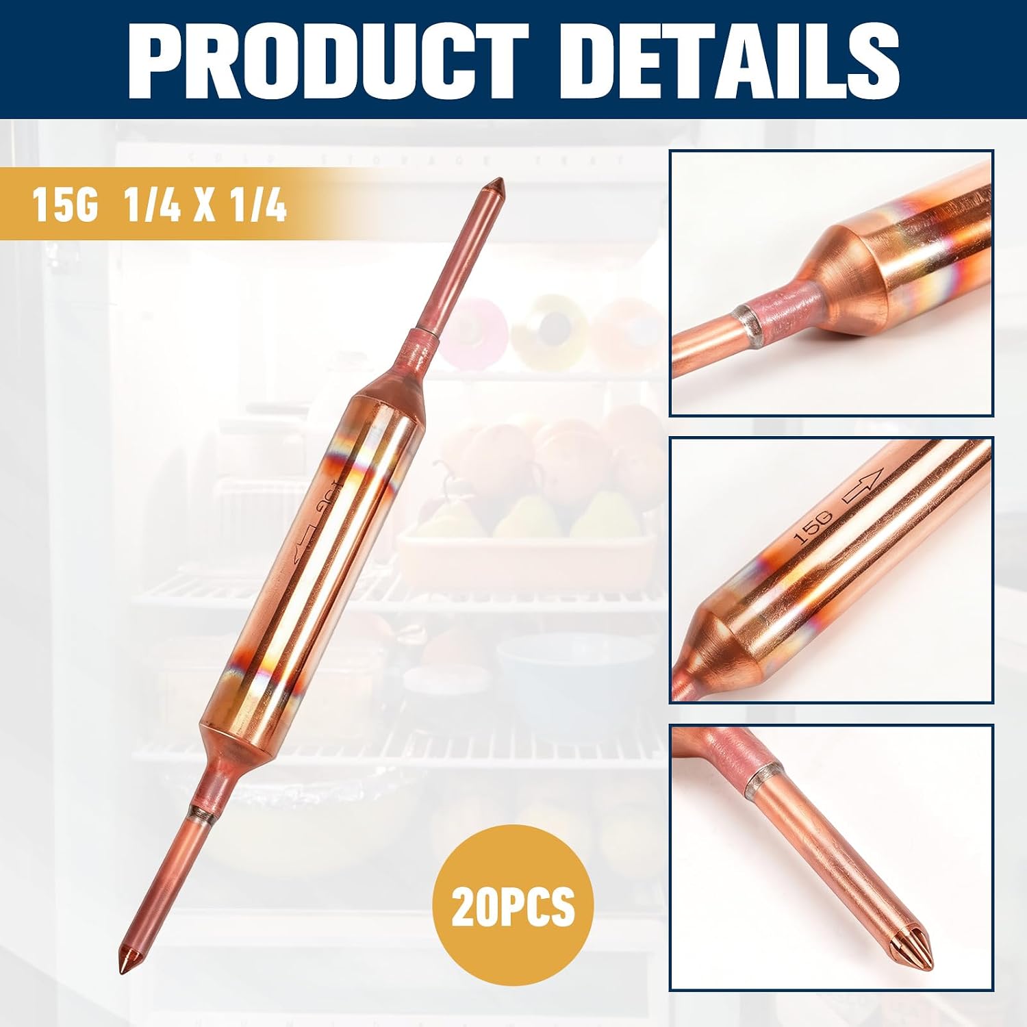 20PCS 15 Grams Copper Filter Drier Refrigerant Liquid Line 1/4 x1/4