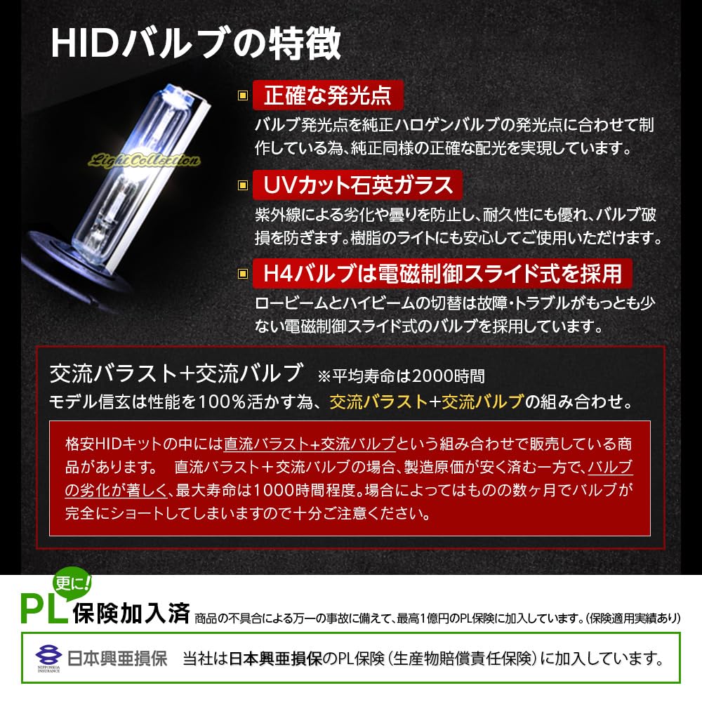 Amazon | 信玄 HIDキット H4 リレー付き 35W 6000K 12V 交流式 Hi Lo