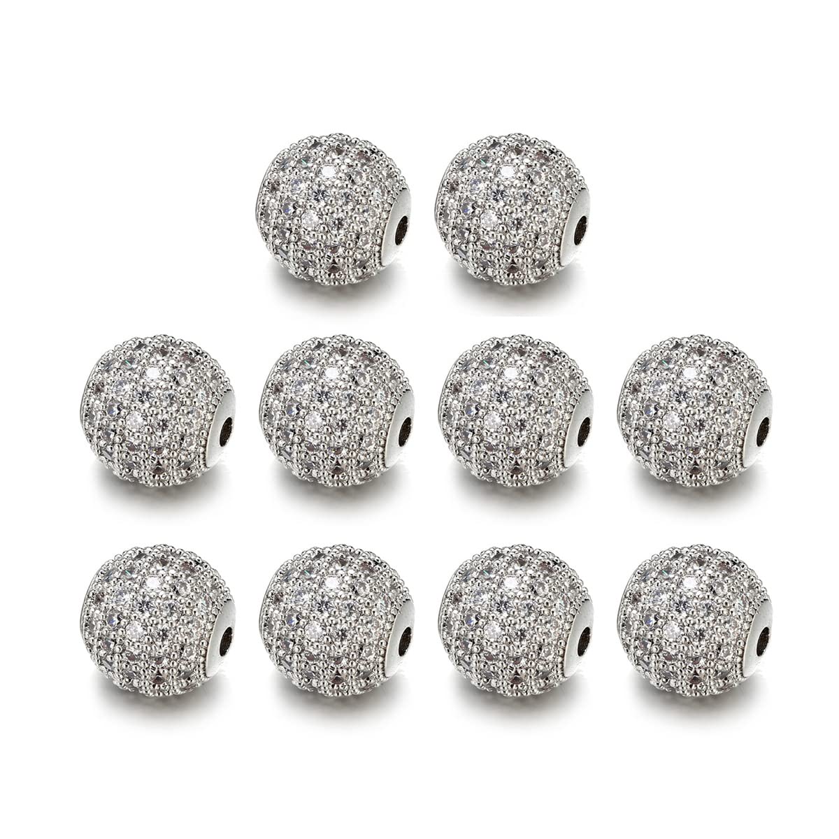 10 cuentas de latón de 8 mm con circonitas para diseñar collares 8