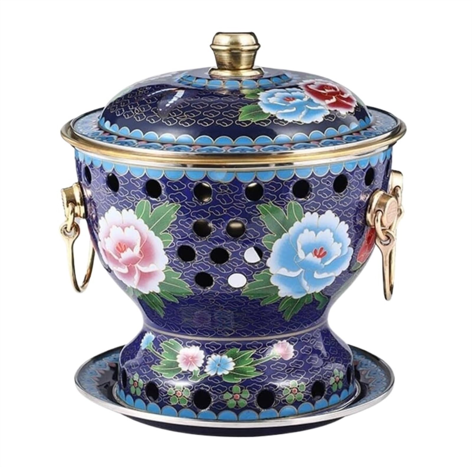 INUUXLG Hot Pot Single Person Small Copper Pot Hot Pot Chinese Traditional Hot Pot by Commercial Chinese Hot Pot(Rosso) (Blue 19 * 24 * 18cm) (Blue 19 * 24 * 18cm)