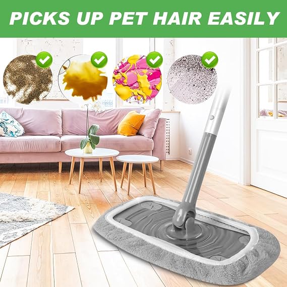 Reusable Microfiber Mop Refill Pads Dry Wet Sweeping Mopping Cloths Compatible with Swiffer Sweeper for Household Floor Cleaning (4 Pack, Mop is not Included)