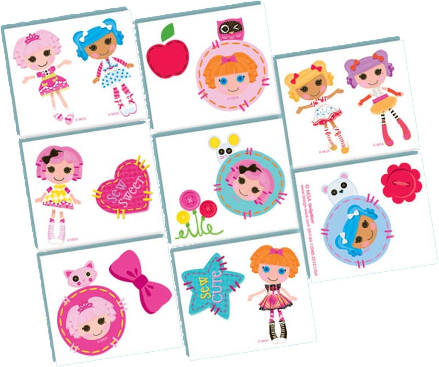 Adorable Lalaloopsy Temporary Tattoo Birthday Party Favours (16 Pack), Multi Color, 2" x 1 3/4".