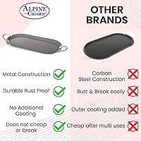 Vista 8 de Alpine Cuisine Comal Griddle 17.5x8in Nonstick Coating Grey with Durable Double Handle - Durable, Heavy Duty Comal for Cooking - Even-Heating