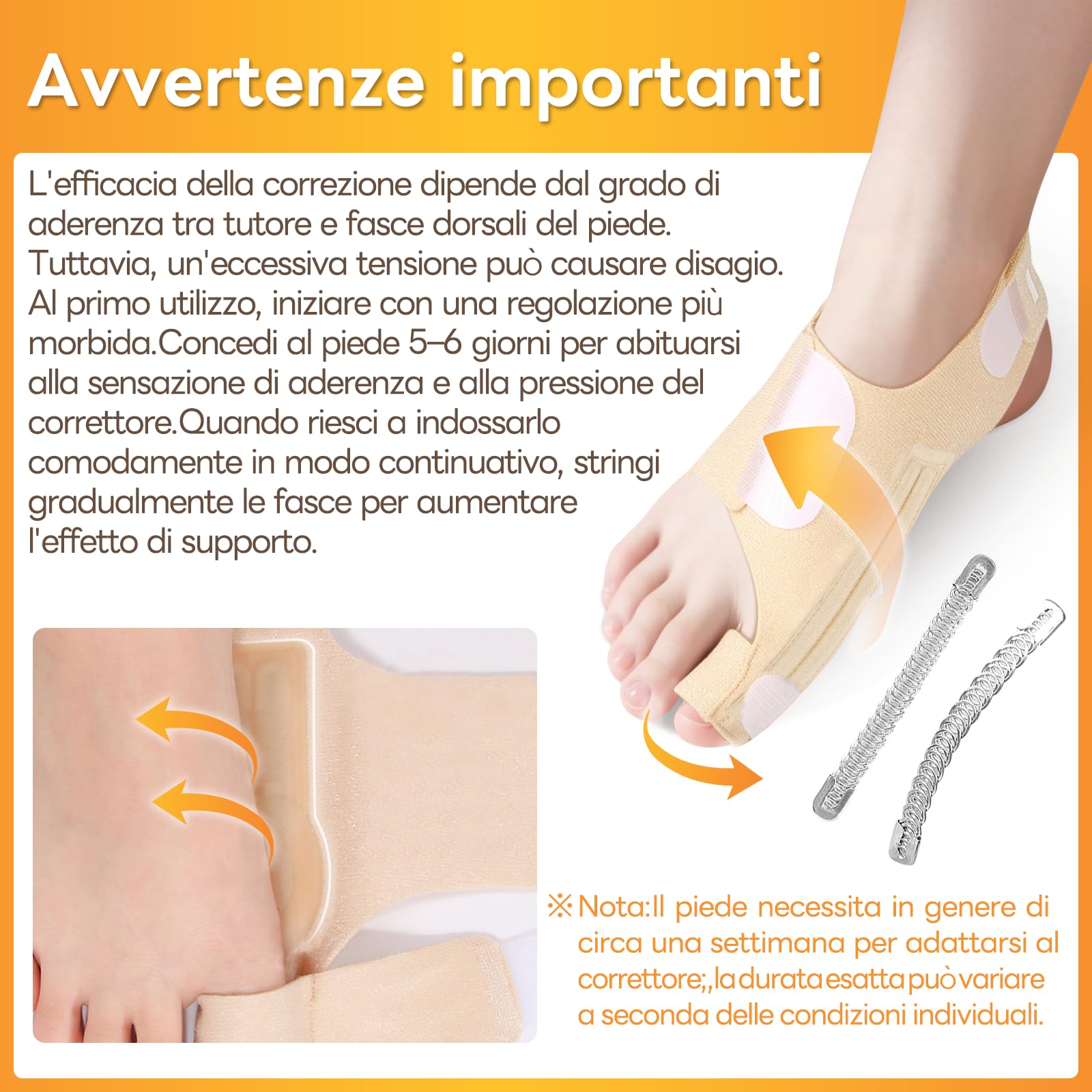 InhwRior Correttore per alluce valgo — dotato di 4 barre flessibili in acciaio inossidabile, con cuscinetto in silicone, migliora la condizione del piede senza dolore, utilizzabile con le scarpe