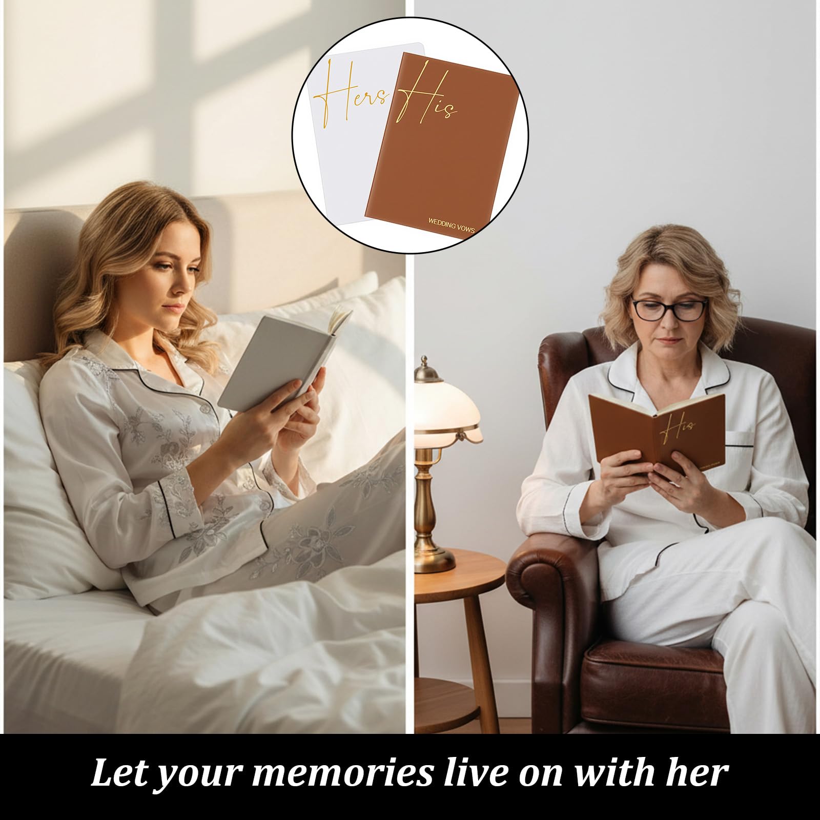Lusofie Libros de votos para él y para ella para boda, folletos de votos forrados, ideas de regalos para novia y novio, diarios de recuerdo con aspecto de cuero para bodas, votos y recuerdos, marrón y