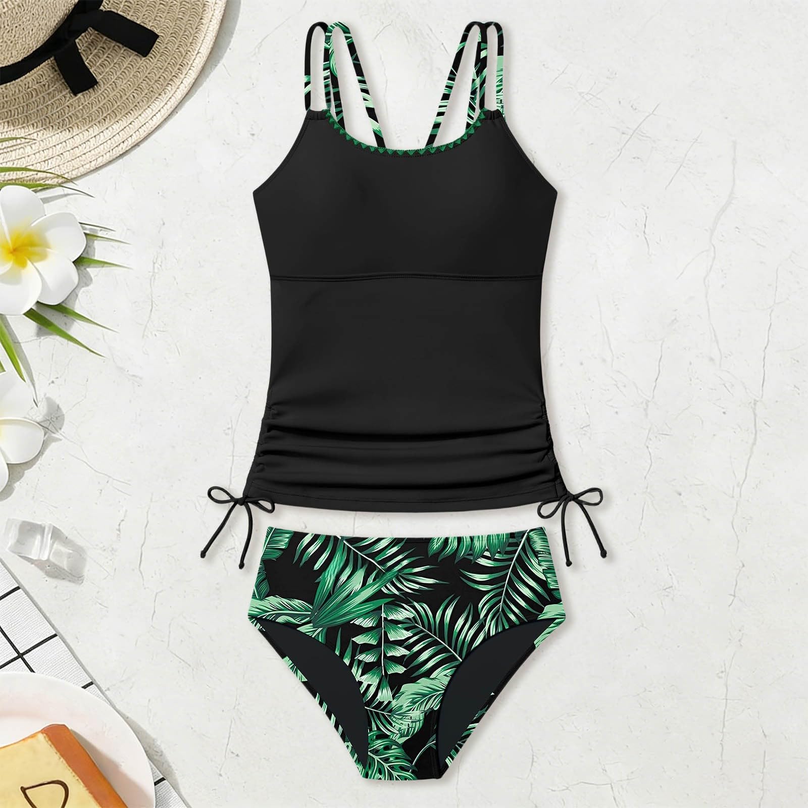Dwuczęściowy kostium kąpielowy, tankini dla dziewcząt, rozmiar 120-170, kostium kąpielowy dla dziewczynek, moda kąpielowa dla dzieci – wygodny, elastyczny, ochrona przed promieniowaniem UV