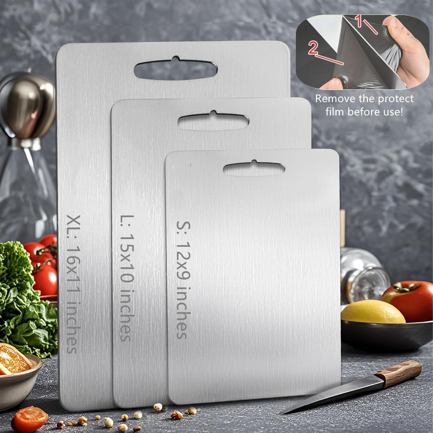 GNEL Titanium Cutting Boards Set Of 3, Titanium Cutting Board For