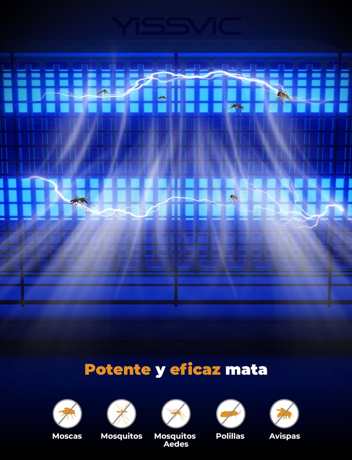 YISSVIC Lampara Antimosquitos Matamoscas Electrico Lámparas LED UV, Mata Insectos para Interiores contra Mosquitos, Moscas y Otros Insectos Voladores - 3