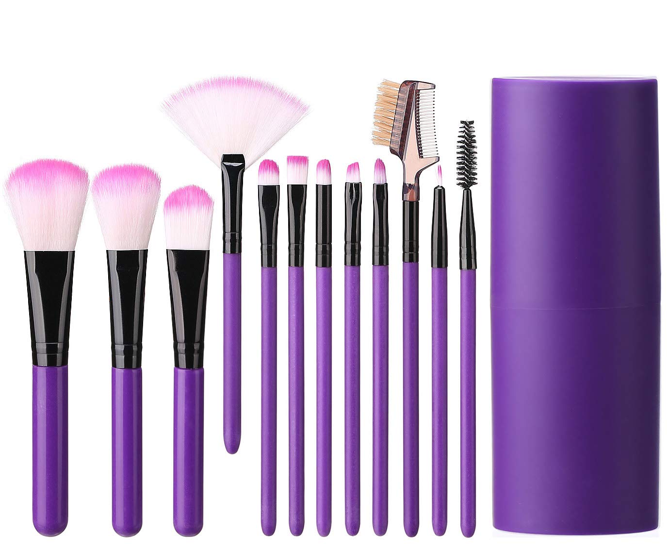 Elisel Makeup Brush Sets 12 Pcs Makeup Brushes Travel makeup brush set Eye shadow brush, foundation brush, blush brush and other cosmetic tools(Purple)