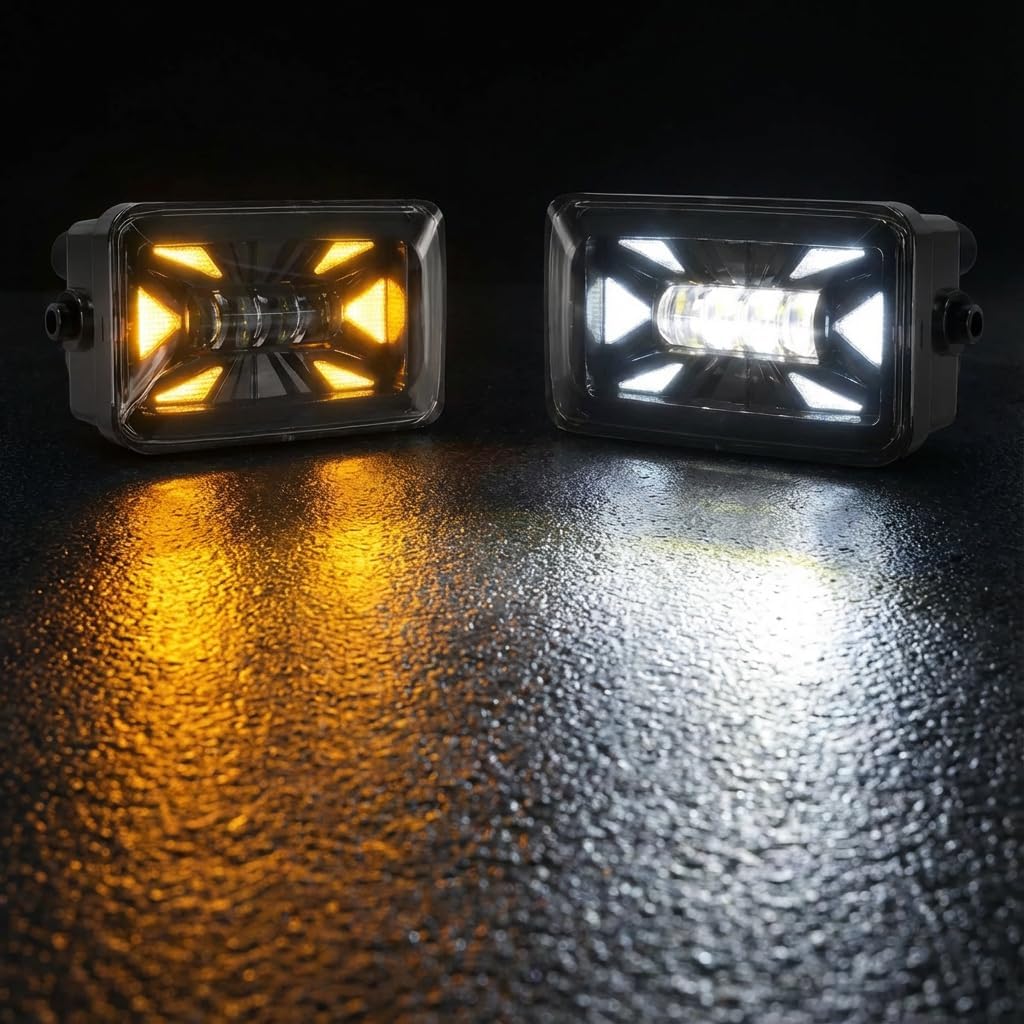 LED Fog Lights with DRL for 2015–2020 Ford F-150,White Daytime Running Light & Amber Turn Signal, Front Fog Lamp Assembly,Clear Lens, Waterproof,Include DRL Wiring Harness