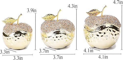 Miniatura 2 de Glam - Estatua de manzana de cerámica con placa creativa moderna ornamento coleccionable sala de estar dormitorio, mesa de café, oficina, hotel,