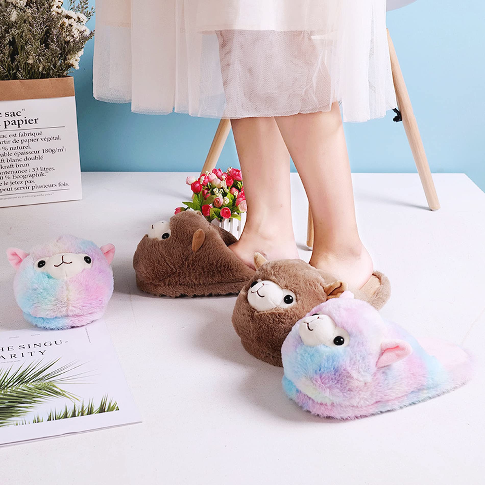 dressfan Lindas Unicornio Zapatillas Peluche Zapatillas Animale Zapatillas Unicornio Zapatillas niña Interior Zapatillas Espuma Zapatillas Niños Niñas