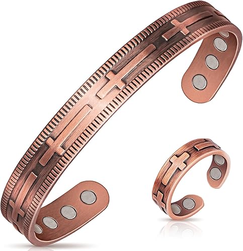 Miniatura 7 de Pulsera de cobre para mujer, anillo magnético de desintoxicación linfática y pulsera de cobre magnético, 100% cobre puro sólido, regalo de joyería