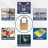 Vista 5 de 4 piezas de candados pequeños con llave, 32 mm, dorados, compactos, forma de D, aleación endurecida, para asegurar equipaje, taquillas de gimnasio