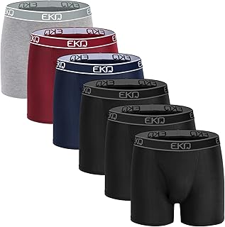EKQ Mens Boxer Briefs Underwear 6 Pack Soft Bamboo Rayon Trunks Comfortable Stretch Men's Tagless Underwear with Fly