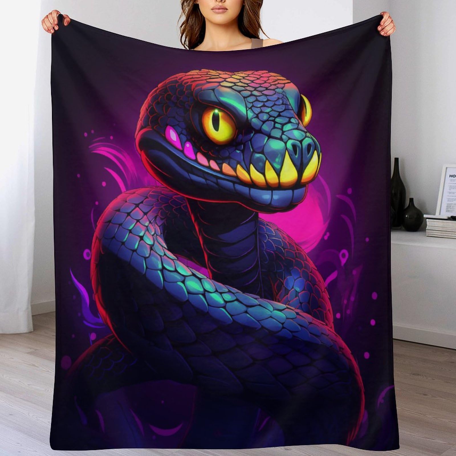 Couverture en molleton de flanelle au motif serpent chic pour lit moderne