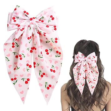 Cherry Hair Bows for Women Cherry Hair Clip Summer Fruit Hair Clips Big Bows Hair Barrettes Elegant Girls Hair Accessories for Birthday Wedding Party Favor