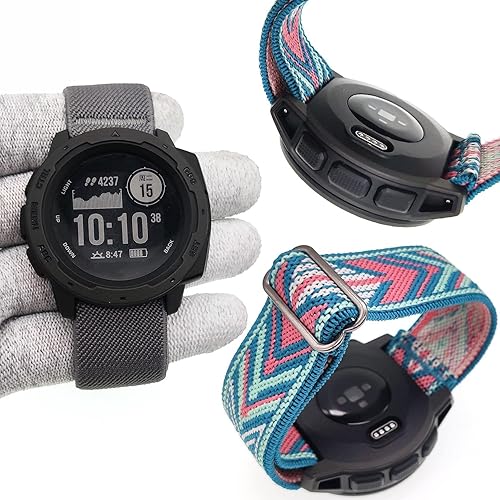 Miniatura 5 de Abanen Correa elástica de reloj de 0.866 in para Garmin InstinctInstinct 2 Solar, correa de nailon elástico suave y ultraligera para Garmin Instinct
