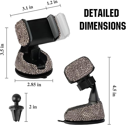 Miniatura 3 de Amiss - Soporte universal de teléfono celular, soporte de teléfono para el auto ajustable en 360 con una base más para la ventilación, accesorios de