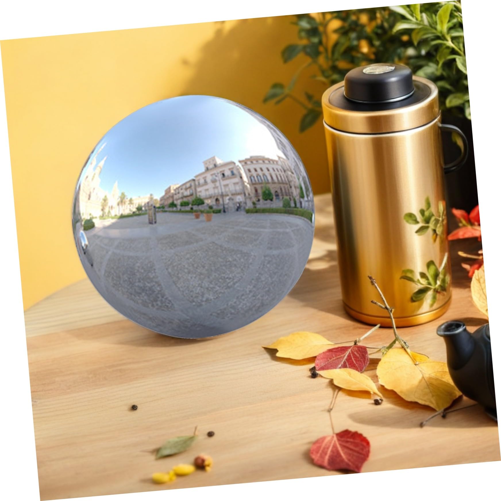 Abaodam Sfera Decorativa Argento Lucido in Acciaio Inossidabile da Giardino Palla Riflettente Resistente e Non Deformabile, per Cortili e Ambienti Esterni