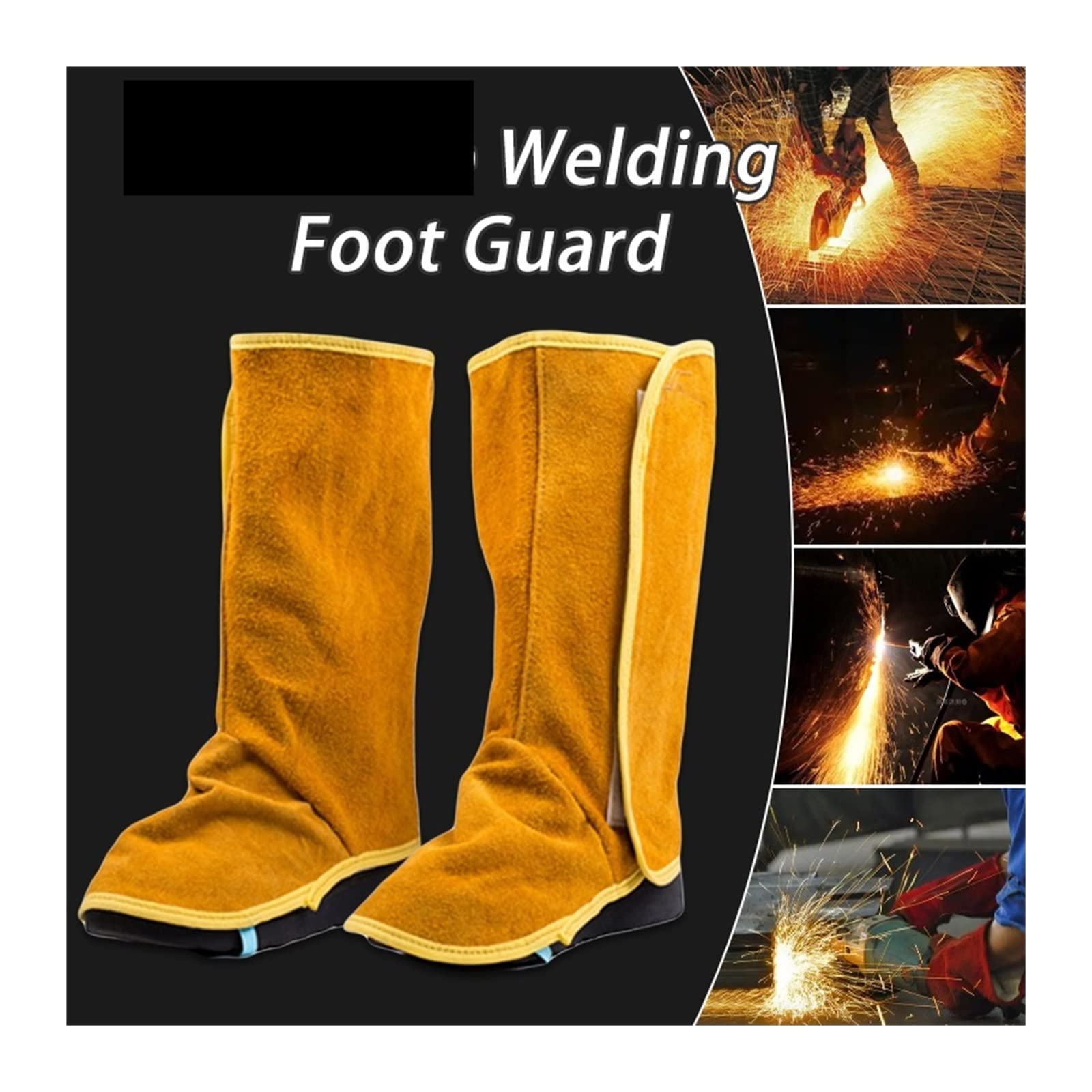 Tablier soudeur, 1 paire Spats de soudage en cuir chaussures de protection des pieds couvrent la chaleur résistante à la flamme de soudage ignifuge couvercle de coque de sécurité(33cm)