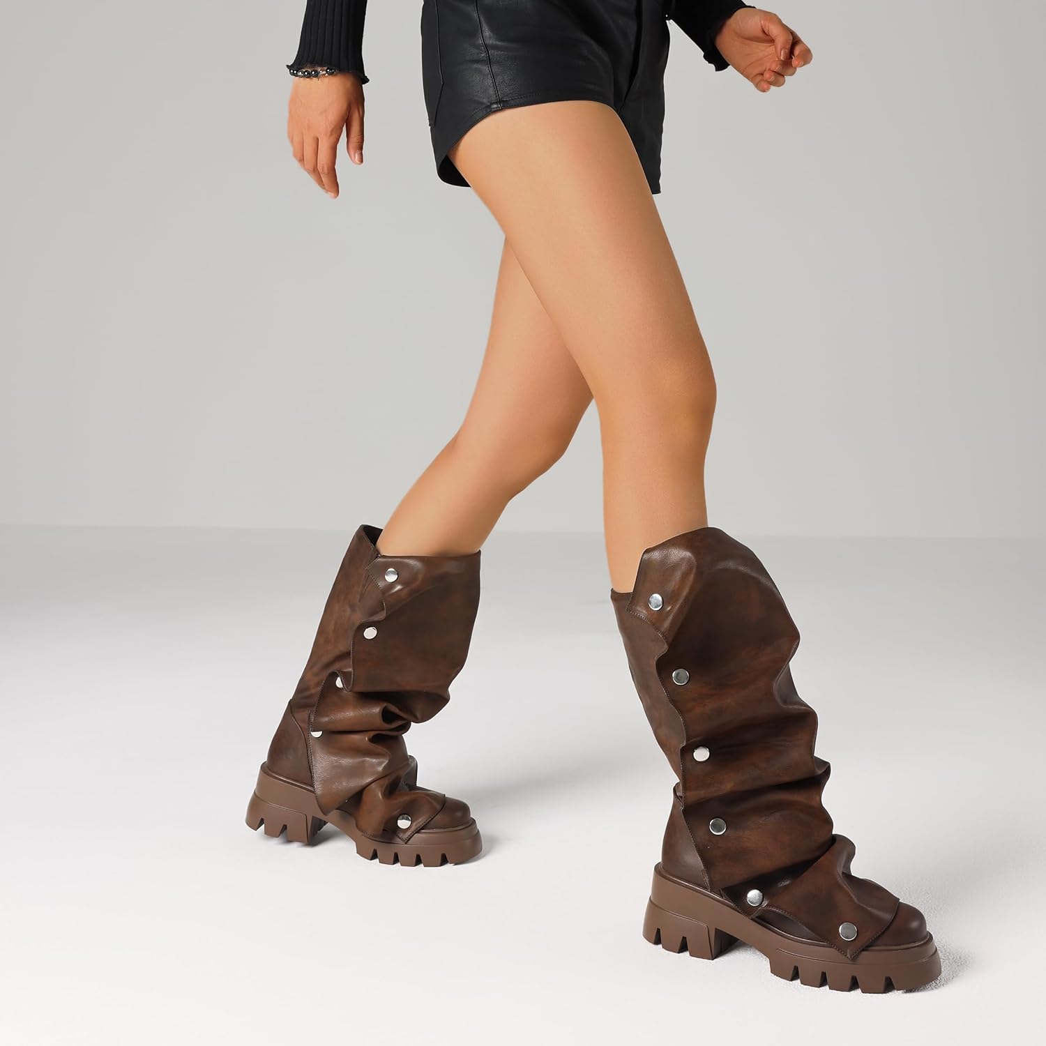 VOMIRA Slouchy Boots for Women Fold Over Boots - Image 5