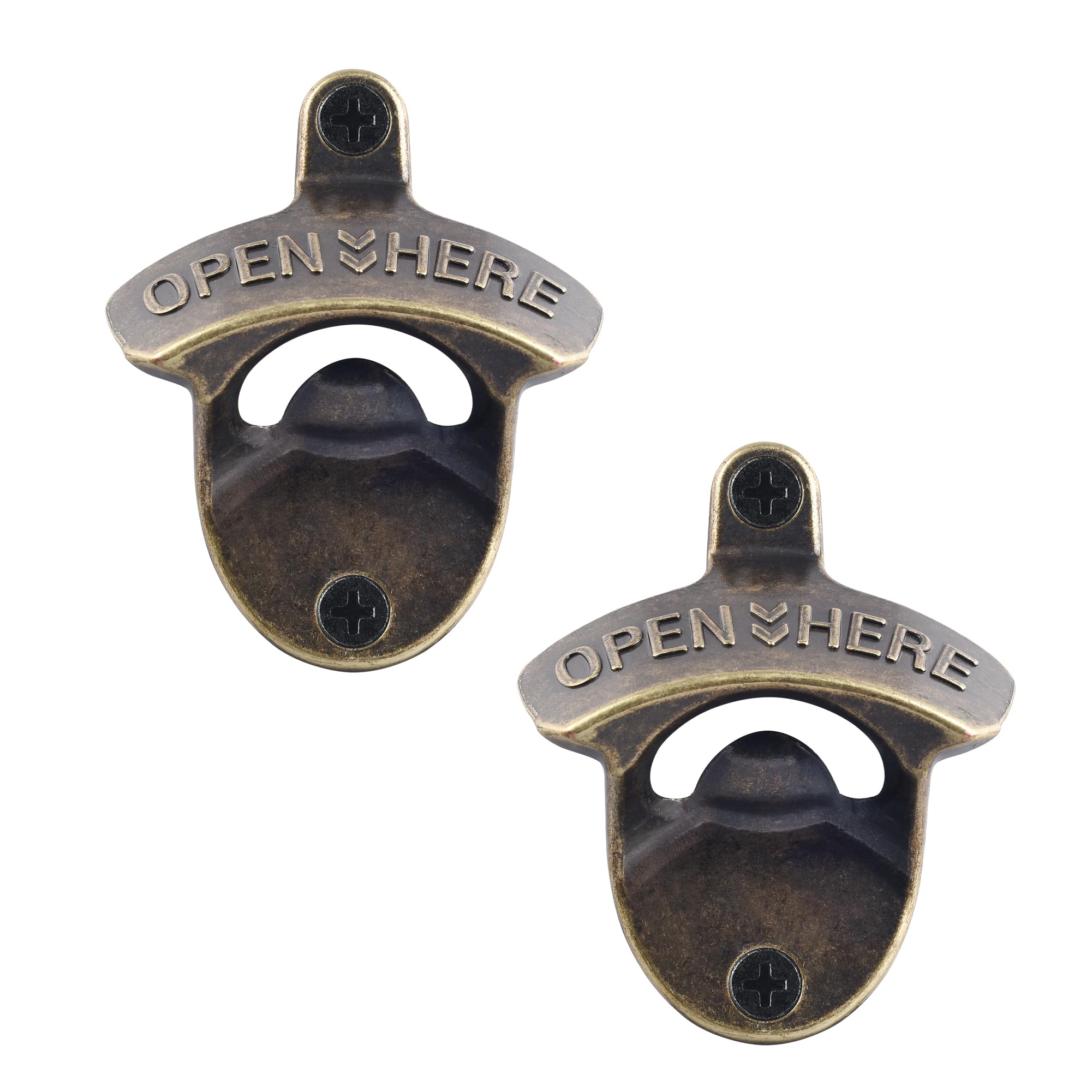 HAIICEN Retro Bottle Opener Wall Mounted Stainless Antique Bronze Beer Cap Opener Mountable for Wood Table Caddy (2 Packs) - bar tools and drinkware | Mubboo