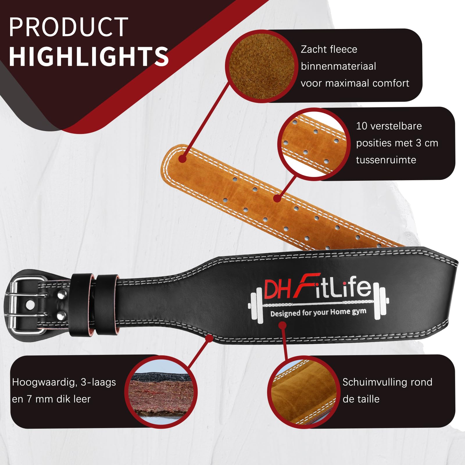 DH FitLife Pasek do podnoszenia ciężarów, pas fitness z wyściółką, pas do podnoszenia ciężarów, do treningu siłowego, dla mężczyzn i kobiet (S)