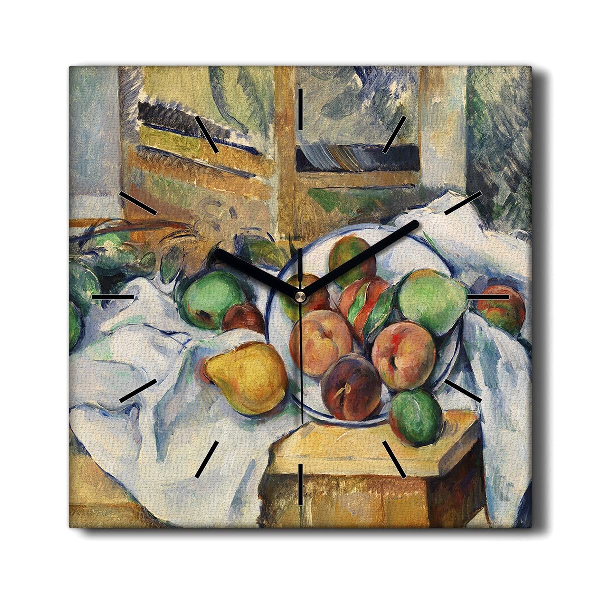 Horloge sur toile Cézanne sans tic-tac pour salon calme et élégant