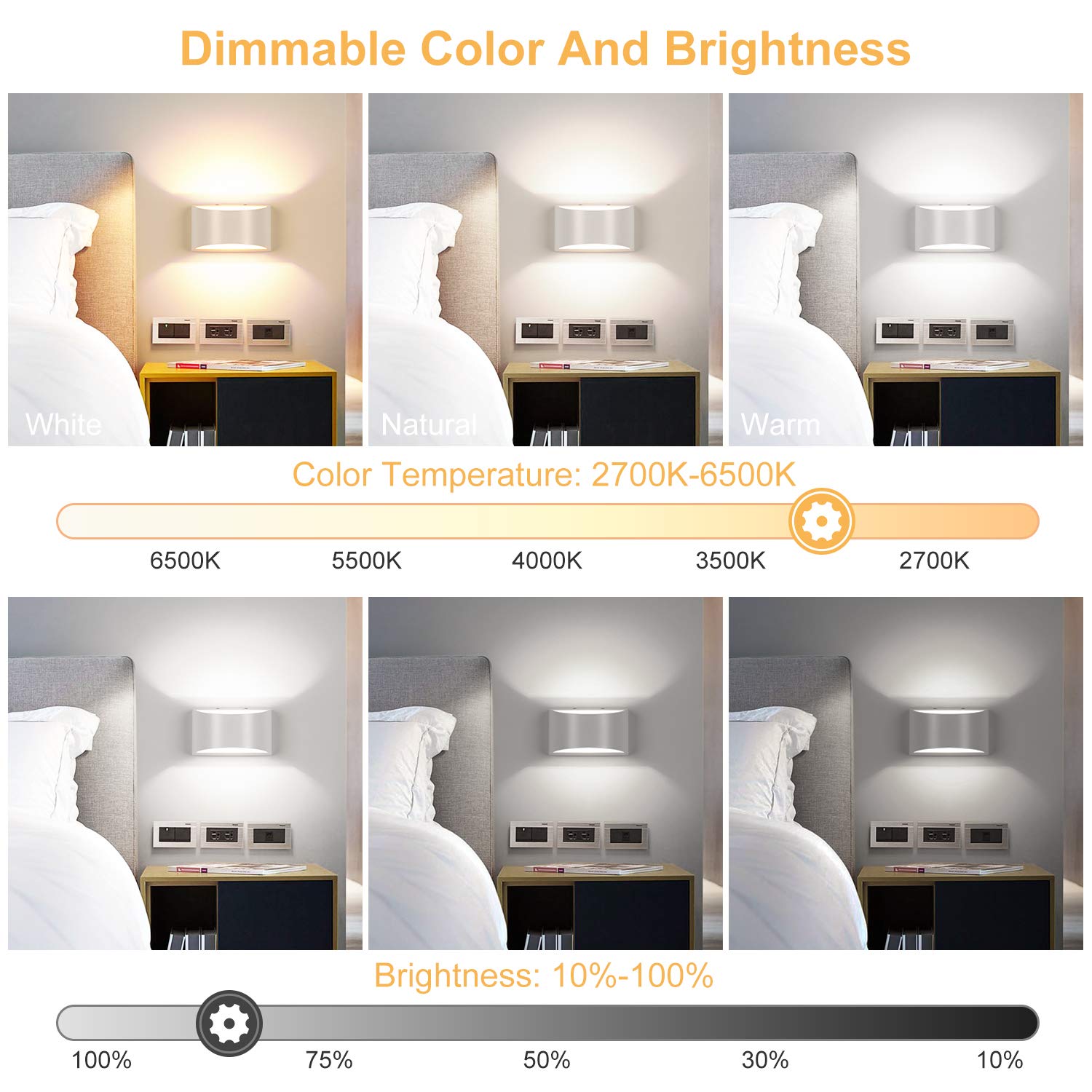 Led-wandlamp voor binnen met afstandsbediening, 10 W, smart wandlamp, dimbaar, instelbare helderheid en CCT 2700 K-6500 K, moderne up-down wandverlichting met nachtlampje, voor woonkamer, slaapkamer, hal, trappen Led-wandlamp voor binnen met afstandsbediening, 10 W, smart wandlamp, dimbaar, instelbare helderheid en CCT 2700 K-6500 K, moderne up-down wandverlichting met nachtlampje, voor woonkamer, slaapkamer, hal, trappen