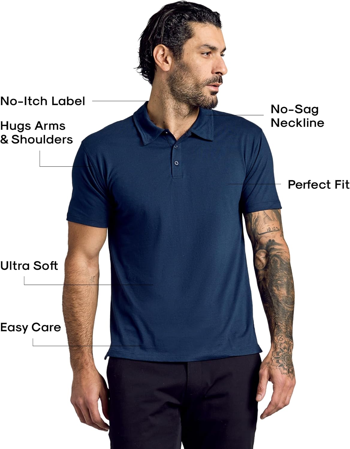 True Classic Novelty Polo Shirts for Men – Mens Polo Shirts Short Sleeve Cotton, Dry Fit Golf Shirt for Men - Image 2