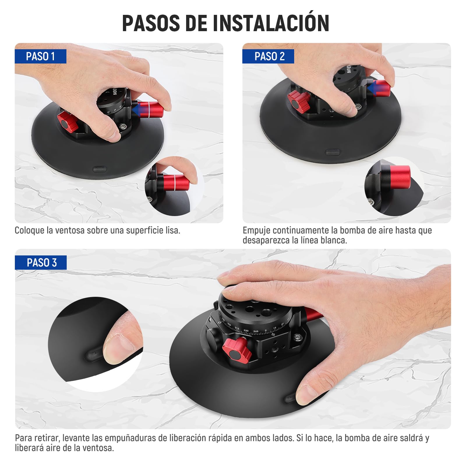 NEEWER 6"/15.2cm Soporte Ventosa Cámara con Brazo Mágico Cabezal Esférico, Metal Suction Cup Mount Parabrisas Coche, Ideal para Action Camera/Phone Holder con 1/4" & 3/8" Orificios para ARRI
