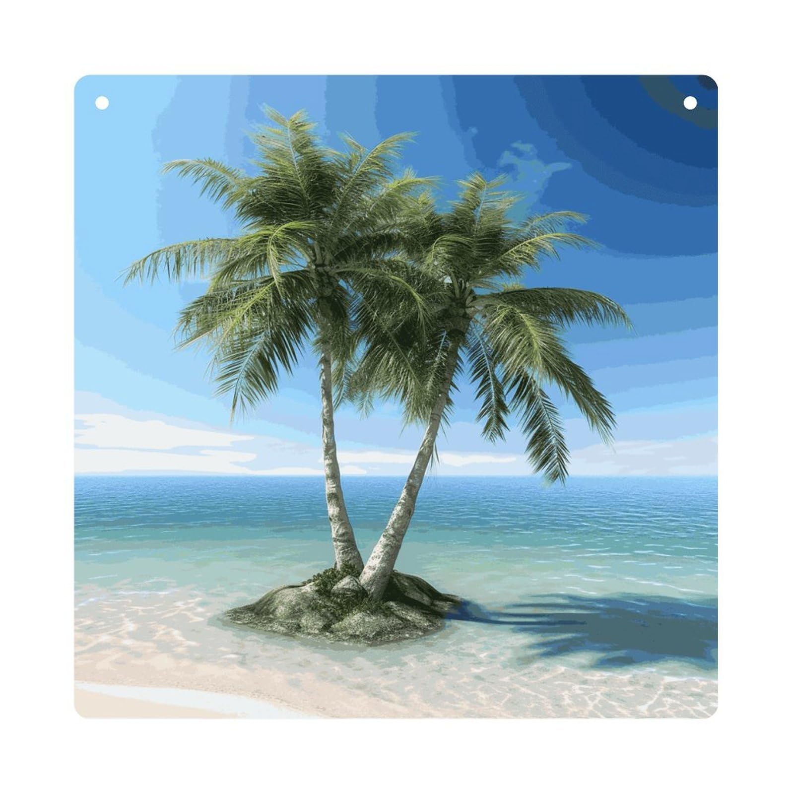 Adfgyerh Style Sea Palm Trees Hanging Ornaments Window Hanging Modern Acrylic Decor For Living Room Bedroom Dining Room Hallway Office Wall Decor, 8X8 In