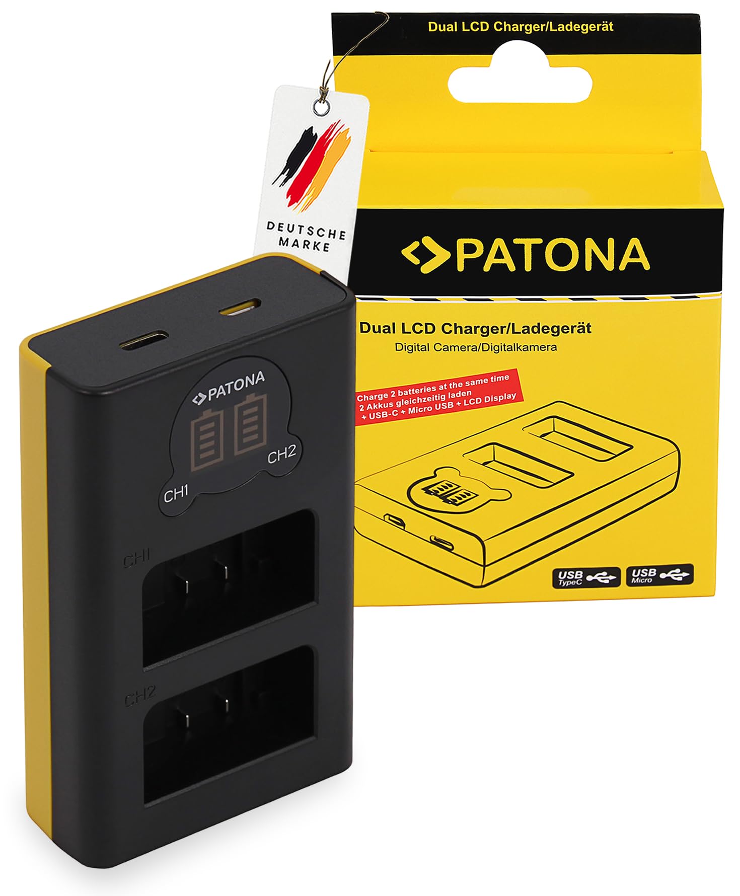 PATONA EN-EL25 EN-EL25 Ładowarka - 1911 USB Dual LCD Mini - Kompatybilna z Nikon Z50 Z fc - Zasilana przez USB-C lub Micro-USB