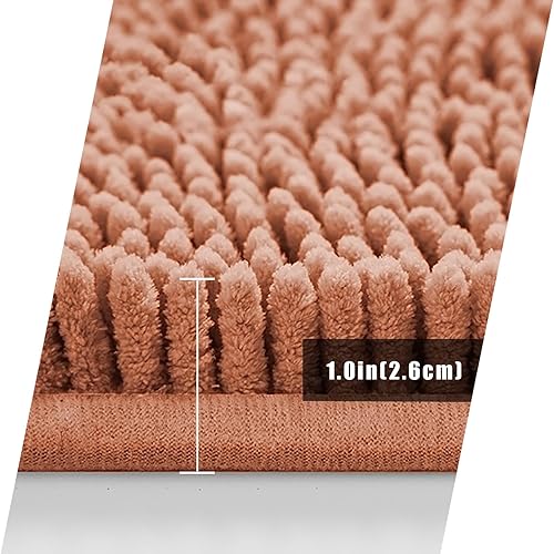 Miniatura 2 de Alfombras de baño de felpilla antideslizantes de 32 x 20 pulgadas, alfombras de baño para baño, ducha, color naranja claro