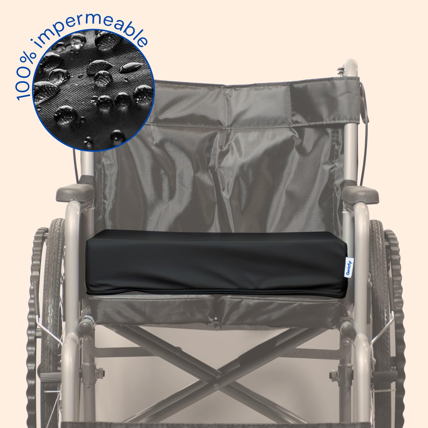 Geriafy - Cojín Viscoelástico con Partículas de Gel | Fresco | Impermeable y Transpirable | Ideal para Sillones, Sillas y Sofá (42x42x8 cm)