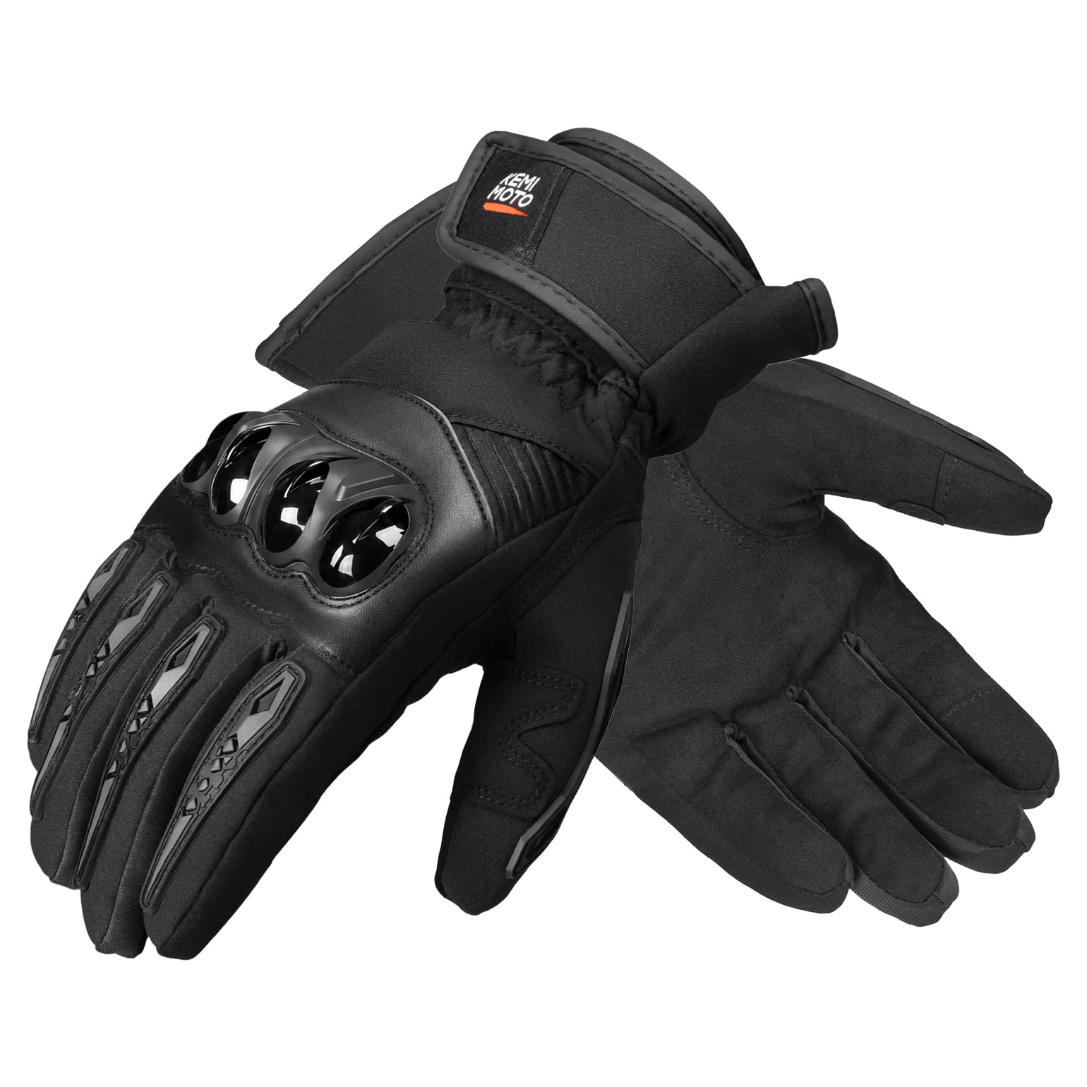 KEMIMOTO Winter-Motorradhandschuhe, 4-lagig, 2 Touchscreen-Finger | Vierlagiger Aufbau, weiches Veloursfutter und Hartschalenverstärkung am Handrücken für Stadt, Landstraße und Wintertouren